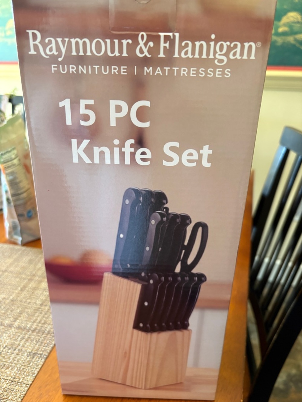 15-Piece Kitchen Knife Set with Black Handles